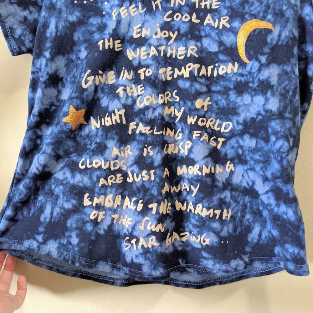 Faded Glory Vintage Blue Tie Dye Sun Moon Top - Picture 4 of 6